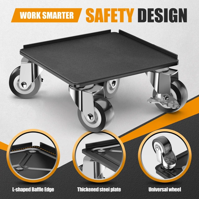 Alt view image 4 of 7 - Furniture Dolly, 1000LBS Furniture Movers with Wheels 5-Wheel Carbon Steel Dolly with Lifter, 360°Swivel Locking Casters for Sofa, Refrigerator, Washer & Cabinet,5.4in Black