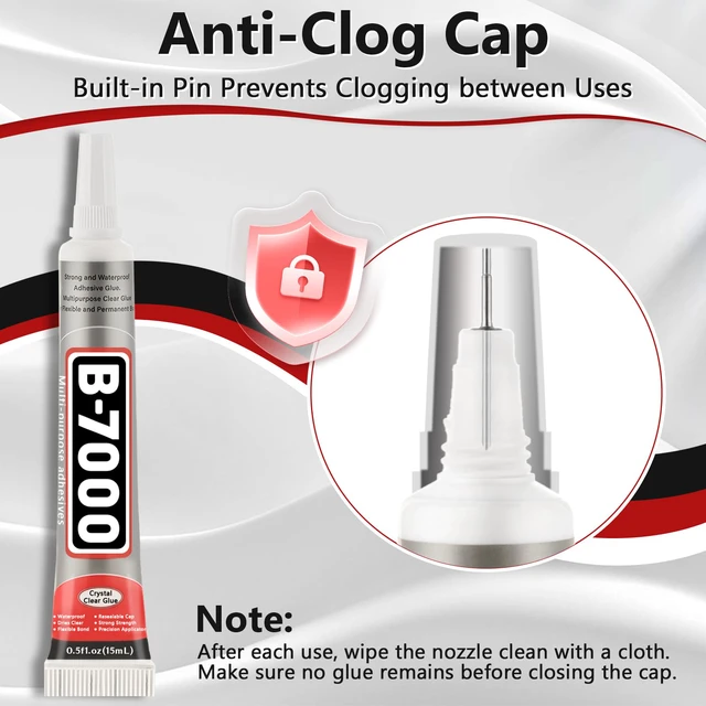 Alt view image 3 of 7 - 25 Tube 15ML B7000 Glue Clear with Precision Tip, Bulk B-7000 Craft Glue Rhinestone Bedazzling Glue Super Adhesive for DIY Jewelry Making Nail Art Fabric Shoes Phone Repair