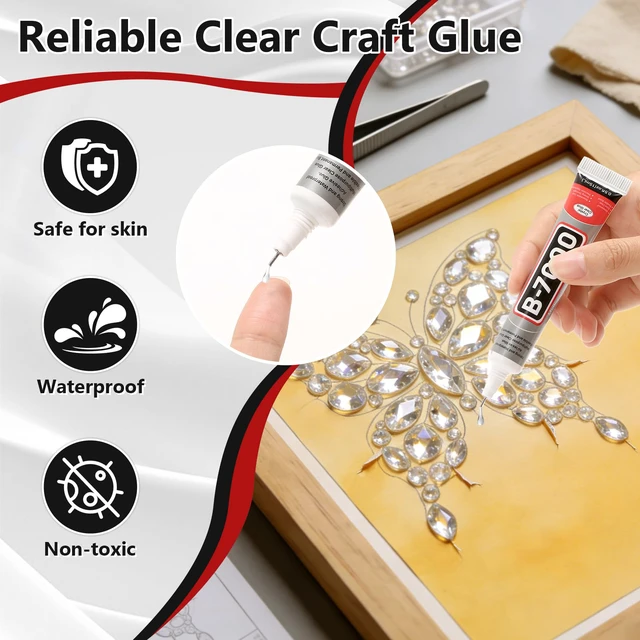 Alt view image 4 of 7 - 25 Tube 15ML B7000 Glue Clear with Precision Tip, Bulk B-7000 Craft Glue Rhinestone Bedazzling Glue Super Adhesive for DIY Jewelry Making Nail Art Fabric Shoes Phone Repair