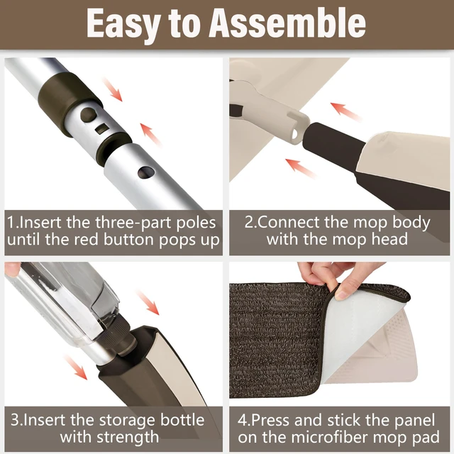 Alt view image 7 of 7 - Wet Spray Mop for Floor Cleaning with 14 oz Bottle & 3 Microfiber Pads Refillable bottle, washable pads, dry/wet use for home or commercial cleaning on hardwood, laminate, wood & ceramic floors