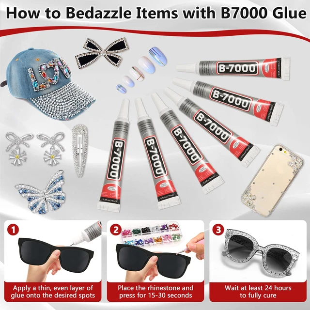 Alt view image 7 of 7 - 25 Tube 15ML B7000 Glue Clear with Precision Tip, Bulk B-7000 Craft Glue Rhinestone Bedazzling Glue Super Adhesive for DIY Jewelry Making Nail Art Fabric Shoes Phone Repair