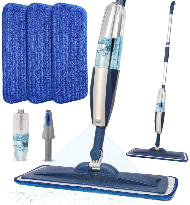 Main image of Wet Spray Mop for Floor Cleaning with 14 oz Bottle & 3 Microfiber Pads Refillable bottle, washable pads, dry/wet use for home or commercial cleaning on hardwood, laminate, wood & ceramic floors