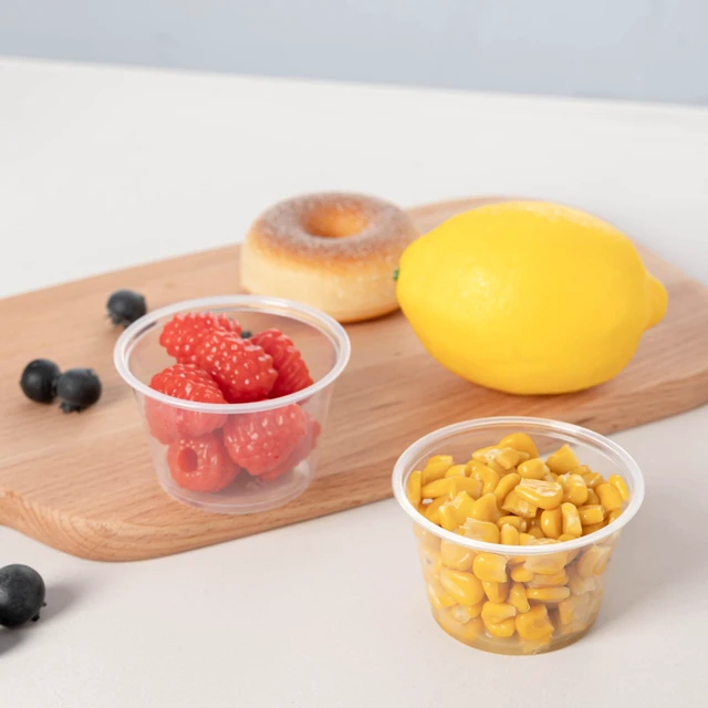 Alt view image 6 of 7 - 100PACK 4oz Plastic Portion Cups with Lids, Condiment, Jello Shot Cup Mini Cups for Portion Control, Salad Dressing Cups, Airtight and Stackable Sauce Cups for Party, Holiday and Daily Use