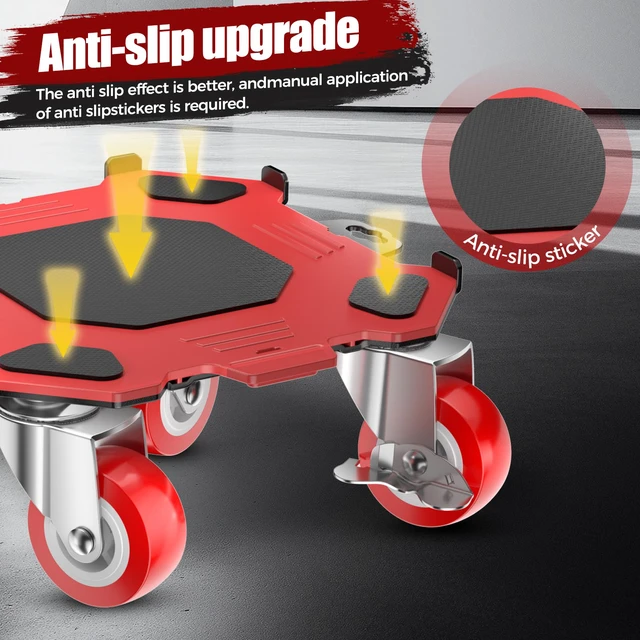 Alt view image 6 of 7 - Heavy Duty Furniture Dolly,5-Wheel Furniture Movers,6 Inch Carbon Steel Dolly with Lifter Tool and 360° Casters for Moving Sofas,Refrigerators,Cabinets and Other Heavy Furniture