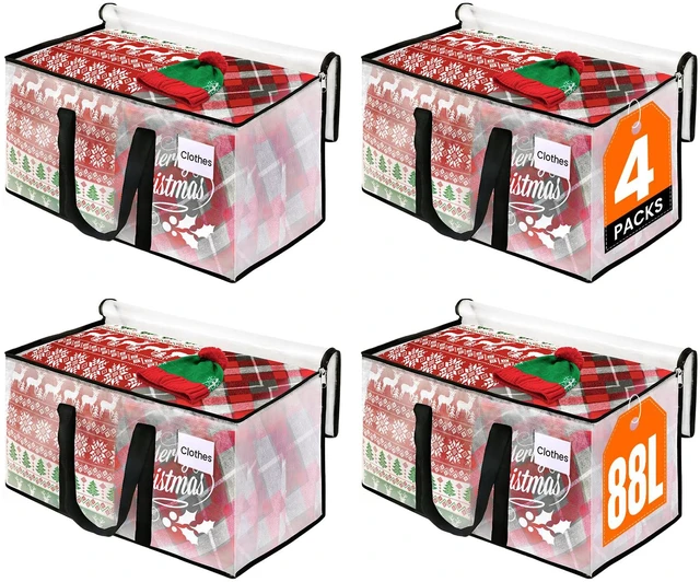 Main image of Moving Bags, Heavy Duty Large Storage Bags, 88L, 4 Pack, Clear Water-Resistant Packing Bags with Reinforced Handles & Dual Zippers, Foldable Storage Totes for Dorm Move & Home Organization