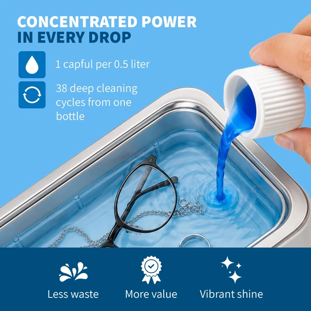 Alt view image 5 of 7 - Ultrasonic Jewelry & Eyeglass Cleaner Solution Concentrate - Professional Cleaning Liquid for Ultrasonic Machine - Clean Gold, Silver, Diamond, Watch, Glasses, Eye Wear, 8-oz