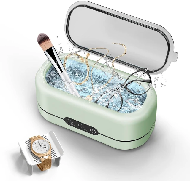 Main image of Ultrasonic Cleaner Machine for Jewelry,48KHz with 2 Cleaning Modes 12Oz SUS304 Water Tank, Ultrasonic Cleaning Machine for Jewelry, Glasses, Rings, Dentures, Watch Straps - Green