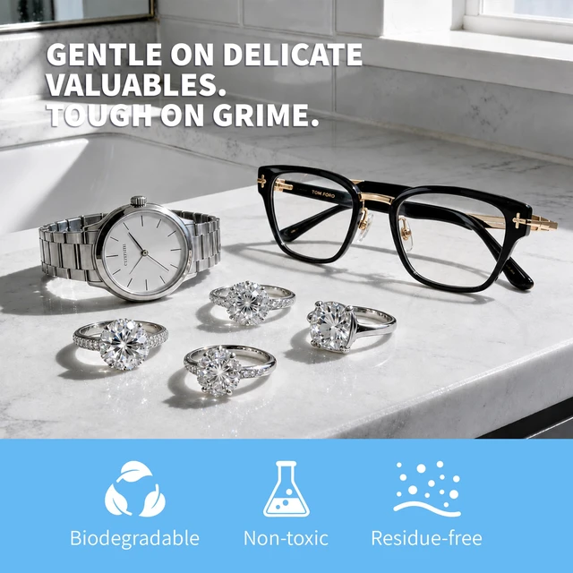 Alt view image 7 of 7 - Ultrasonic Jewelry & Eyeglass Cleaner Solution Concentrate - Professional Cleaning Liquid for Ultrasonic Machine - Clean Gold, Silver, Diamond, Watch, Glasses, Eye Wear, 8-oz