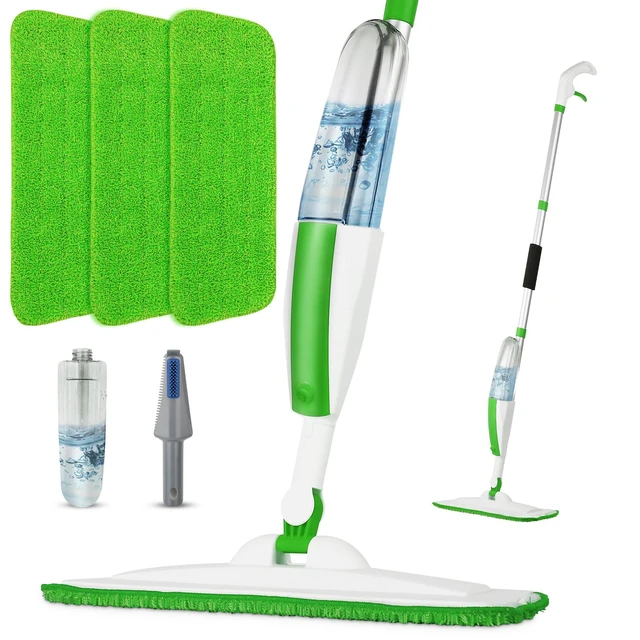 Main image of Wet Spray Mop for Floor Cleaning with 14 oz Bottle & 3 Microfiber Pads Refillable bottle, washable pads, dry/wet use for home or commercial cleaning on hardwood, laminate, wood & ceramic floors