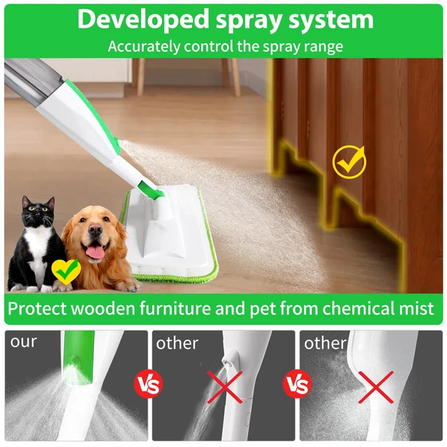 Alt view image 2 of 7 - Wet Spray Mop for Floor Cleaning with 14 oz Bottle & 3 Microfiber Pads Refillable bottle, washable pads, dry/wet use for home or commercial cleaning on hardwood, laminate, wood & ceramic floors