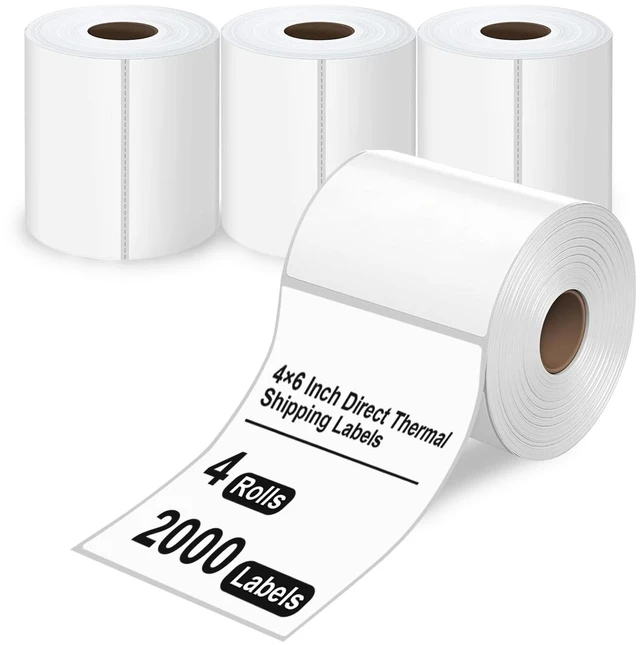 Main image of 4x6 Direct Thermal Shipping Labels, 4 Rolls 2000 Labels, Compatible with Rollo, Zebra, MUNBYN Printers, Commercial Grade