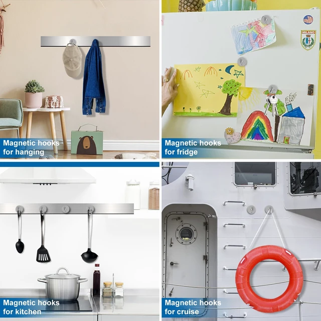 Alt view image 4 of 7 - Magnetic Hooks for Cruise Cabins 130LBS Heavy Duty Magnet Hook 25P Strong Magnets Door Metal Ship Walls Essentials 2026 Classroom Refrigerator Locker Hanging Neodymium Kitchen Fridge Silver