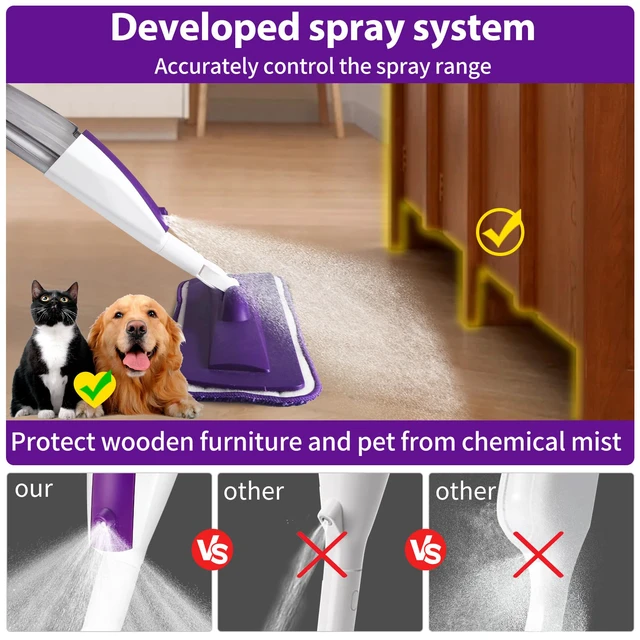 Alt view image 2 of 7 - Wet Spray Mop for Floor Cleaning with 14 oz Bottle & 3 Microfiber Pads Refillable bottle, washable pads, dry/wet use for home or commercial cleaning on hardwood, laminate, wood & ceramic floors