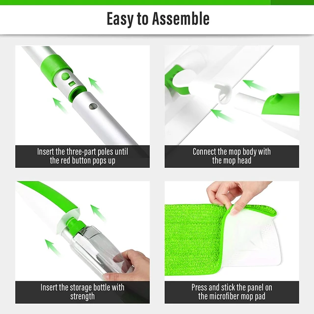 Alt view image 7 of 7 - Wet Spray Mop for Floor Cleaning with 14 oz Bottle & 3 Microfiber Pads Refillable bottle, washable pads, dry/wet use for home or commercial cleaning on hardwood, laminate, wood & ceramic floors