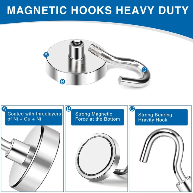 Alt view image 7 of 7 - Magnetic Hooks for Cruise Cabins 130LBS Heavy Duty Magnet Hook 25P Strong Magnets Door Metal Ship Walls Essentials 2026 Classroom Refrigerator Locker Hanging Neodymium Kitchen Fridge Silver
