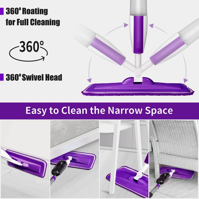 Alt view image 4 of 7 - Wet Spray Mop for Floor Cleaning with 14 oz Bottle & 3 Microfiber Pads Refillable bottle, washable pads, dry/wet use for home or commercial cleaning on hardwood, laminate, wood & ceramic floors