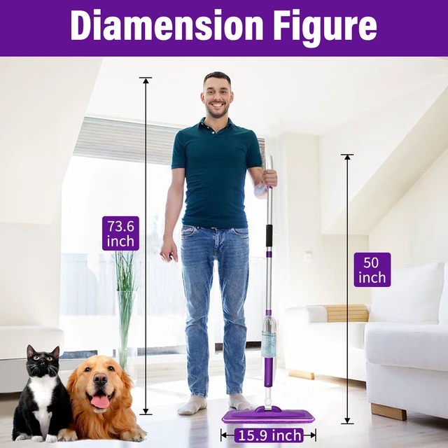 Alt view image 5 of 7 - Wet Spray Mop for Floor Cleaning with 14 oz Bottle & 3 Microfiber Pads Refillable bottle, washable pads, dry/wet use for home or commercial cleaning on hardwood, laminate, wood & ceramic floors