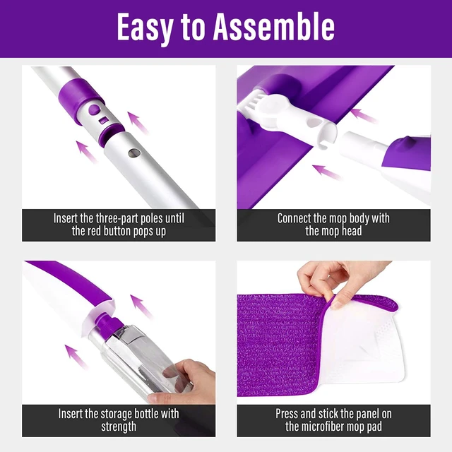 Alt view image 7 of 7 - Wet Spray Mop for Floor Cleaning with 14 oz Bottle & 3 Microfiber Pads Refillable bottle, washable pads, dry/wet use for home or commercial cleaning on hardwood, laminate, wood & ceramic floors