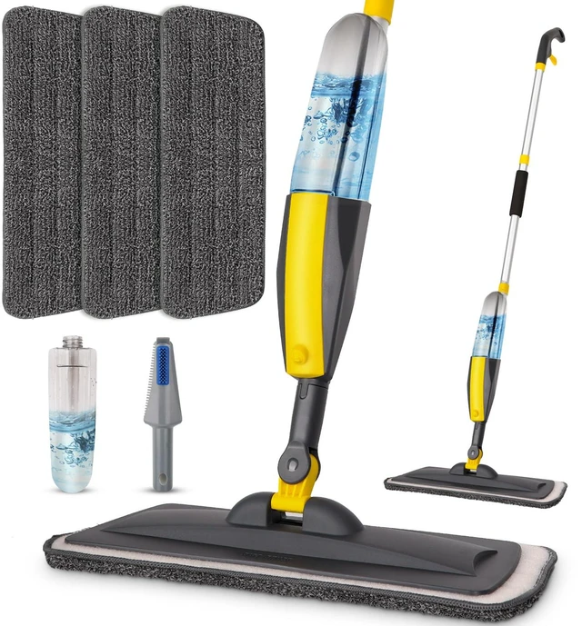 Main image of Wet Spray Mop for Floor Cleaning with 14 oz Bottle & 3 Microfiber Pads Refillable bottle, washable pads, dry/wet use for home or commercial cleaning on hardwood, laminate, wood & ceramic floors