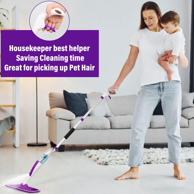 Alt view image 6 of 7 - Wet Spray Mop for Floor Cleaning with 14 oz Bottle & 3 Microfiber Pads Refillable bottle, washable pads, dry/wet use for home or commercial cleaning on hardwood, laminate, wood & ceramic floors