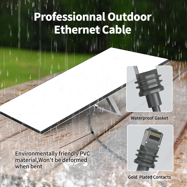 Alt view image 6 of 7 - 100FT Cable for Starlink Standard 4/ 4X/ Gen3/ V4/ V5 24AWG 100FT/ 30M Replacement Extension Ethernet Cable Waterproof Satellite, Grey