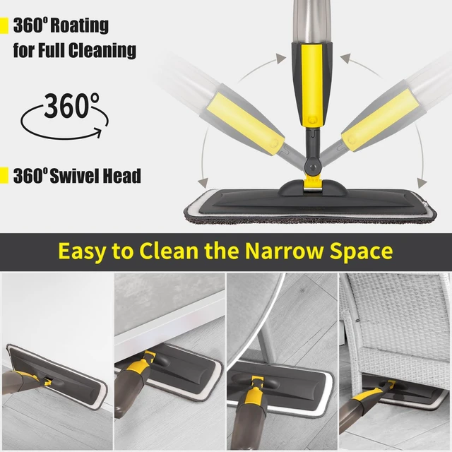 Alt view image 3 of 7 - Wet Spray Mop for Floor Cleaning with 14 oz Bottle & 3 Microfiber Pads Refillable bottle, washable pads, dry/wet use for home or commercial cleaning on hardwood, laminate, wood & ceramic floors