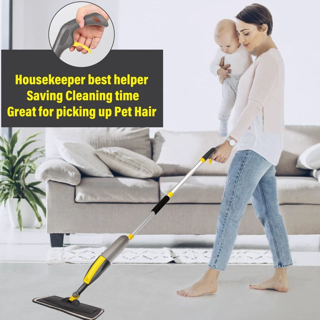 Alt view image 6 of 7 - Wet Spray Mop for Floor Cleaning with 14 oz Bottle & 3 Microfiber Pads Refillable bottle, washable pads, dry/wet use for home or commercial cleaning on hardwood, laminate, wood & ceramic floors