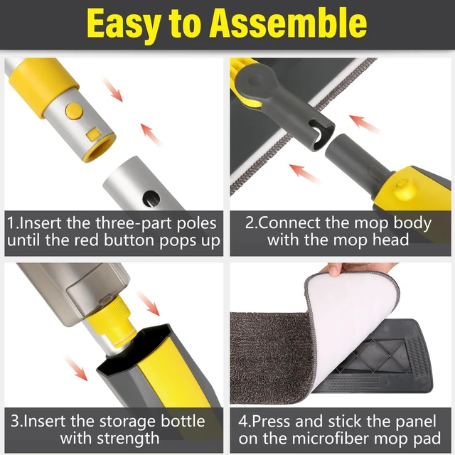 Alt view image 7 of 7 - Wet Spray Mop for Floor Cleaning with 14 oz Bottle & 3 Microfiber Pads Refillable bottle, washable pads, dry/wet use for home or commercial cleaning on hardwood, laminate, wood & ceramic floors