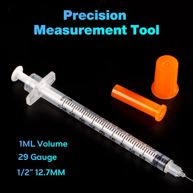 Alt view image 2 of 7 - 1ml/cc 29G Syringe 1/2" (12.7mm) Needle, Disposable Individual Package Pack of 100