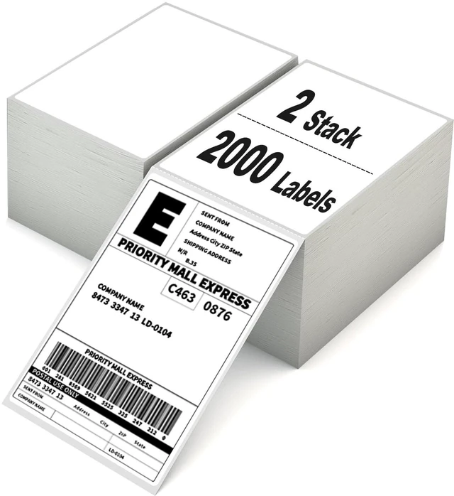 Main image of 2000 4x6 Thermal Labels 1000/Stack, Commercial Grade Shipping Thermal Labels 4x6 Fanfold, Strong Adhesive, BPA Free, Compatible with Rollo, Zebra, MUNBYN Printers
