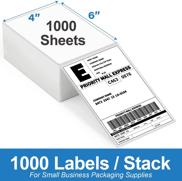 Alt view image 2 of 7 - 2000 4x6 Thermal Labels 1000/Stack, Commercial Grade Shipping Thermal Labels 4x6 Fanfold, Strong Adhesive, BPA Free, Compatible with Rollo, Zebra, MUNBYN Printers