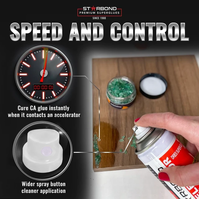 Alt view image 5 of 6 - Knot Filler System 2 oz Black and 2 oz Brown Medium-Thick CA Glue with 6 oz Accelerator Spray Instant Crack & Void Repair for Woodworking, Woodturning, Sandable Finish