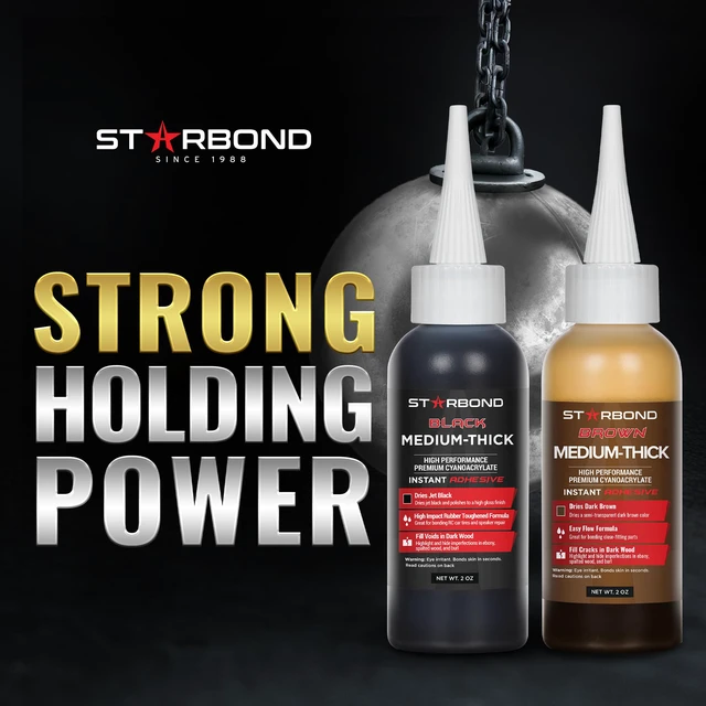 Alt view image 4 of 6 - Knot Filler System 2 oz Black and 2 oz Brown Medium-Thick CA Glue with 6 oz Accelerator Spray Instant Crack & Void Repair for Woodworking, Woodturning, Sandable Finish