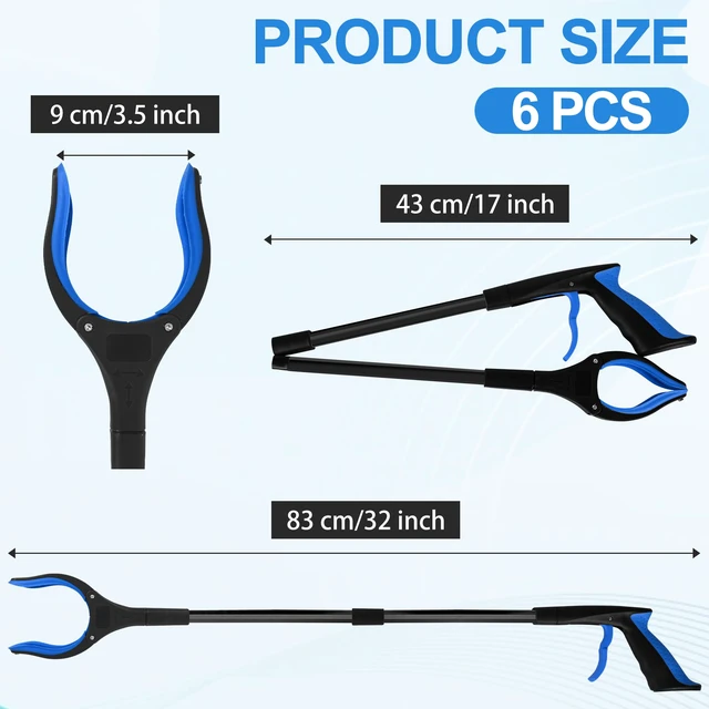 Alt view image 2 of 7 - 6 Pack 32 Inch Commercial Trash Grabber for Elderly Assist, Heavy Duty Lightweight Reacher with Ergonomic Handle & Non-Slip Grip, Multi-Use Outdoor Home Garden Cleanup Mobility Aid Tool