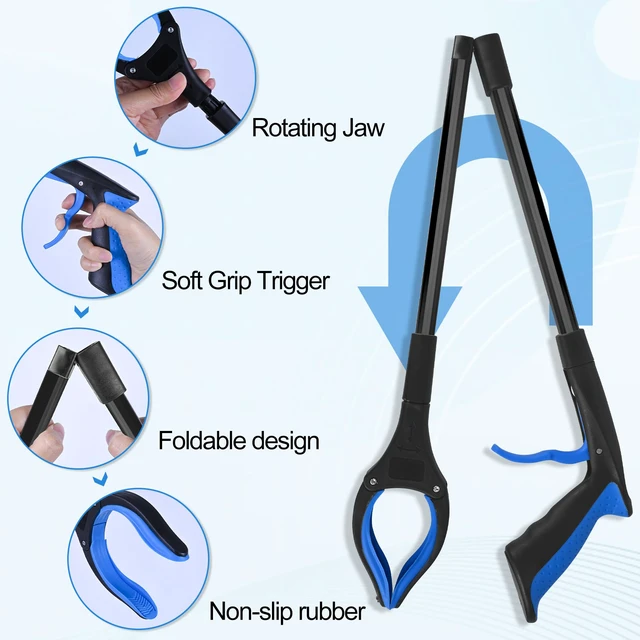 Alt view image 3 of 7 - 6 Pack 32 Inch Commercial Trash Grabber for Elderly Assist, Heavy Duty Lightweight Reacher with Ergonomic Handle & Non-Slip Grip, Multi-Use Outdoor Home Garden Cleanup Mobility Aid Tool