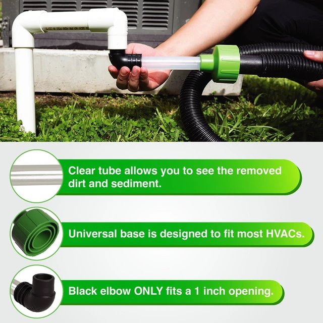Alt view image 2 of 7 - AC Drain Line Cleaner - Shop Vac Adapter for HVAC Condensate & Air Conditioner Clogs - Universal Fit Wet/Dry Vacuum Attachment - Clear See Through Fitting - Unclog, Flush & Evacuate