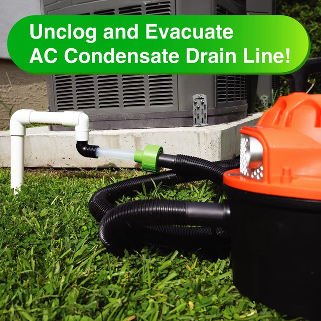 Alt view image 4 of 7 - AC Drain Line Cleaner - Shop Vac Adapter for HVAC Condensate & Air Conditioner Clogs - Universal Fit Wet/Dry Vacuum Attachment - Clear See Through Fitting - Unclog, Flush & Evacuate