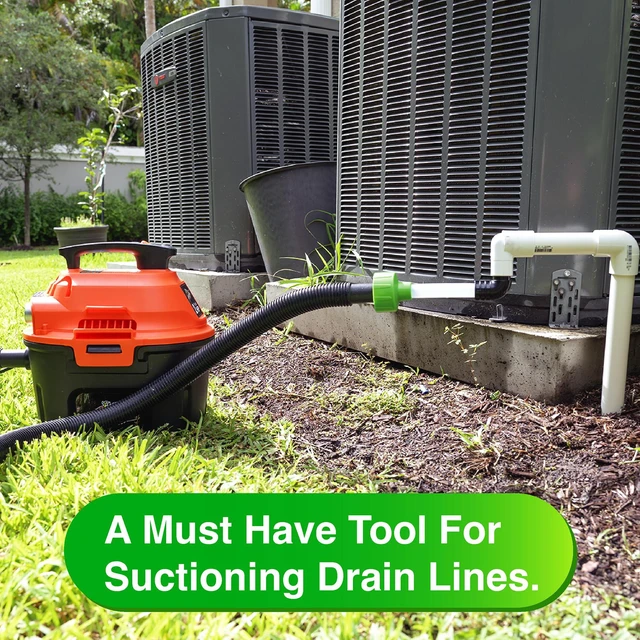 Alt view image 6 of 7 - AC Drain Line Cleaner - Shop Vac Adapter for HVAC Condensate & Air Conditioner Clogs - Universal Fit Wet/Dry Vacuum Attachment - Clear See Through Fitting - Unclog, Flush & Evacuate