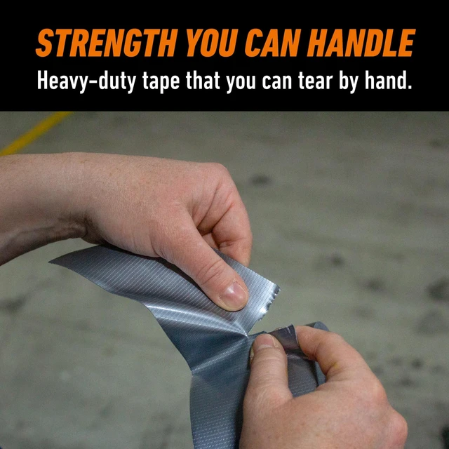 Alt view image 6 of 7 - Tough & Wide Heavy Duty Duct Tape, Silver, 2.88" x 25 yd, 1-Pack Weather Resistant, Indoor & Outdoor Use, Double-Thick Adhesive, Reinforced Backing, Hand-Tearable