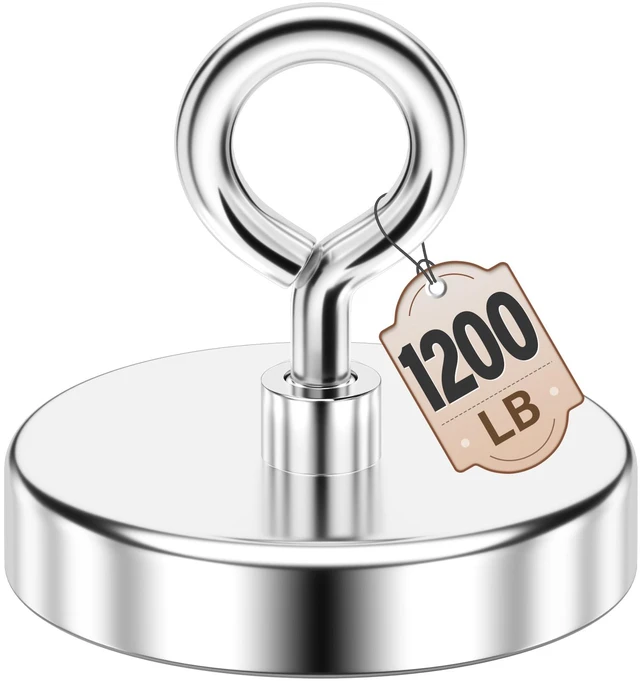 Main image of 1200 LBS Large Fishing Magnet, 3.94 Inch Neodymium Pickup Magnet Large Metal Pickup, High Power Neodymium Magnet, Lifting Eye Bolt Design, Outdoor Magnet Fishing, Garage Cleanup