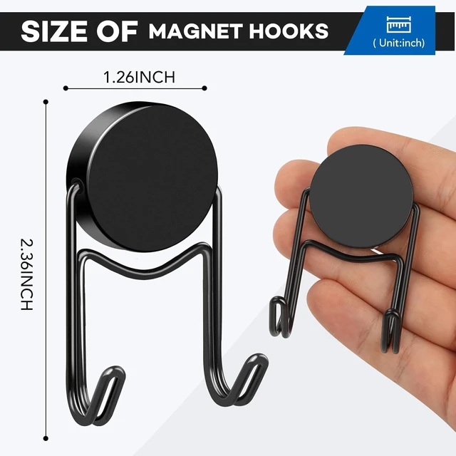 Alt view image 5 of 6 - Magnetic Hooks for Cruise Cabins Essentials 2026 Door Magnets 80LBS 10 Pack Ship Walls Must Haves Classroom Strong Heavy Duty Metal Locker Decor magnet Decorations Fridge Organization Black