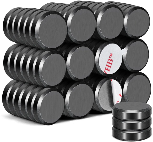 Main image of Strong Adhesive Magnets,75pcs 0.98x0.2in Fridge Refrigerator Magnet Small Round Black Ceramic Button Neodymium Magnets,Heavy Duty,for Whiteboard,Crafts,Office,Scientific,Refrigerator,Fridge