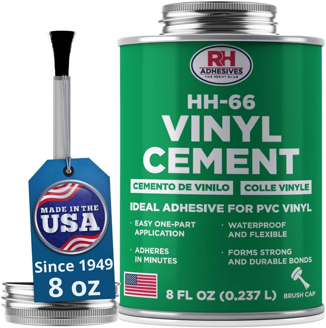 Main image of HH-66 Vinyl Cement 8 oz - Waterproof PVC & Vinyl Glue for Pools, Tarps Flexible waterproof bond, dries clear, for vinyl, PVC and canvas, pool liners, inflatables, tarps, boat seats: Contact Cements