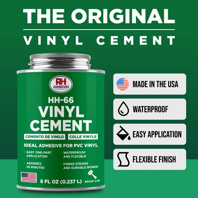 Alt view image 2 of 7 - HH-66 Vinyl Cement 8 oz - Waterproof PVC & Vinyl Glue for Pools, Tarps Flexible waterproof bond, dries clear, for vinyl, PVC and canvas, pool liners, inflatables, tarps, boat seats: Contact Cements