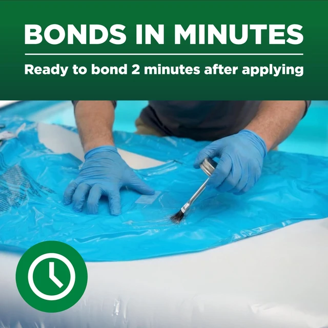 Alt view image 6 of 7 - HH-66 Vinyl Cement 8 oz - Waterproof PVC & Vinyl Glue for Pools, Tarps Flexible waterproof bond, dries clear, for vinyl, PVC and canvas, pool liners, inflatables, tarps, boat seats: Contact Cements