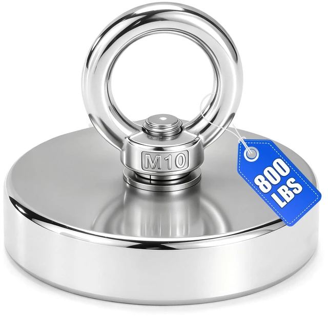 Main image of Fishing Magnets with Countersunk Hole 3.15 inch 800LBS Force Strong Lifting Magnet Neodymium Rare Earth Eyebolt for Retrieving in River and Magnetic