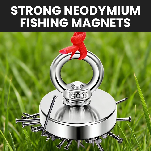 Alt view image 4 of 7 - Fishing Magnets with Countersunk Hole 3.15 inch 800LBS Force Strong Lifting Magnet Neodymium Rare Earth Eyebolt for Retrieving in River and Magnetic