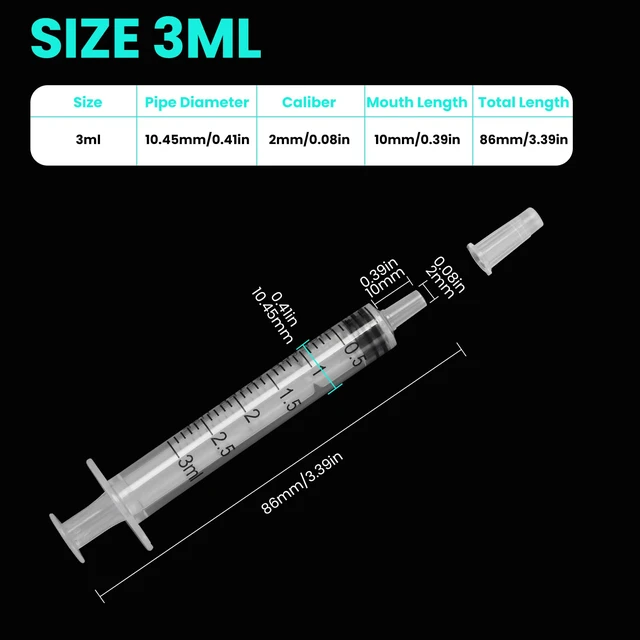Alt view image 2 of 7 - 120 PCS 3ml Syringe with Cap for Liquid, Oral Syringe without Needles for Medicine Dropper, Colostrum Collect, Liquid Measuring, Individually Sealed, Luer Slip