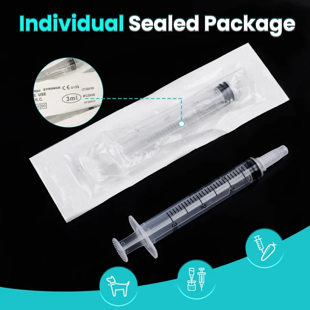 Alt view image 4 of 7 - 120 PCS 3ml Syringe with Cap for Liquid, Oral Syringe without Needles for Medicine Dropper, Colostrum Collect, Liquid Measuring, Individually Sealed, Luer Slip