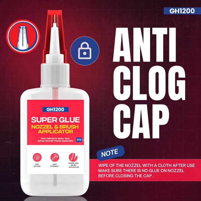 Alt view image 4 of 7 - 2 PCs (2-in-1) Super Glue with Brush Applicator & Nozzle, Mess Free Superglue Brush, Instant Never Dries, 3000 CPS Ca Glue, No Stain Clear Glue, Super Glue for Plastic, Rubber & More